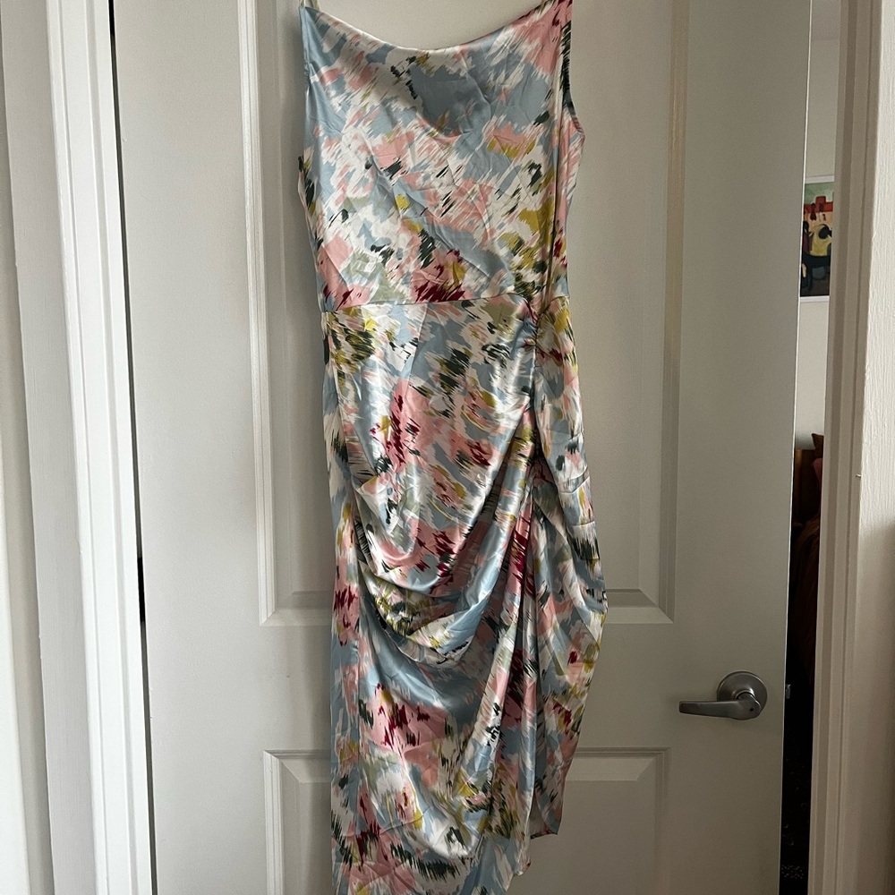 Floral Multicolor Ruched Slip Dress - Picture 3 of 6